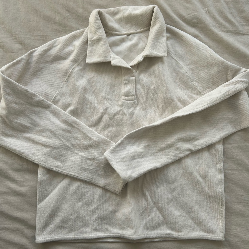KOTN Cream Long-Sleeve Polo Sweater